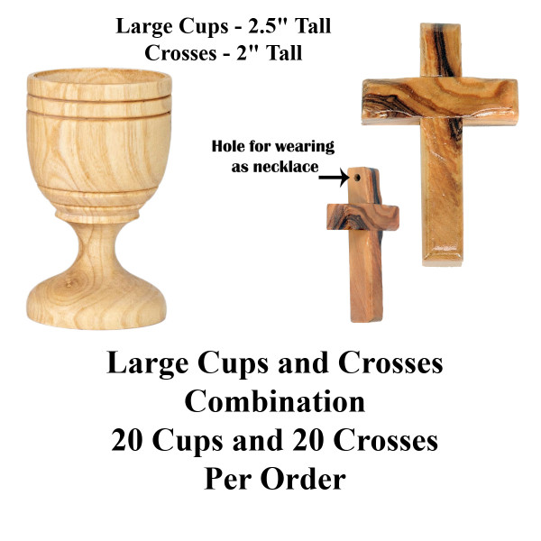 LARGE Communion Cups and Crosses Combination Set Bulk Discount - 20 of Each @ $3.67