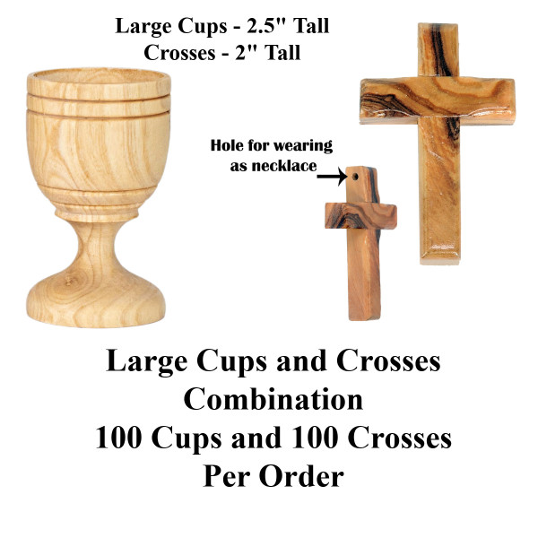 LARGE Communion Cups and Crosses Combination Set Bulk Discount - 100 of Each @ $2.98