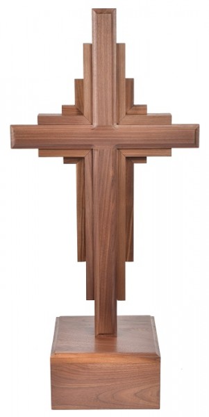 Large 3 Foot Free Standing Contemporary Walnut Cross - Brown, 1 Cross