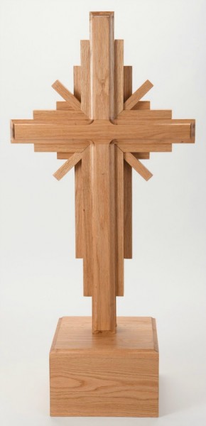 Free Standing Large 3 Foot Red Oak Story of Jesus Cross - Brown, 1 Cross