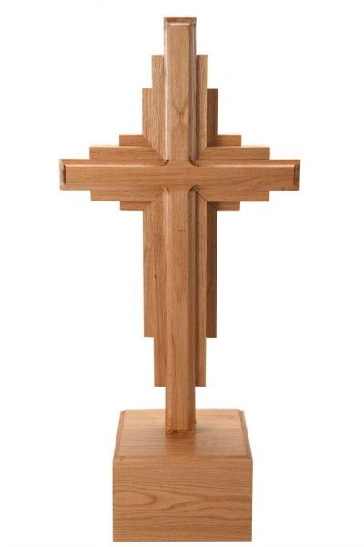 Large 3 Foot Standing Red Oak Contemporary Cross - Brown, 1 Cross