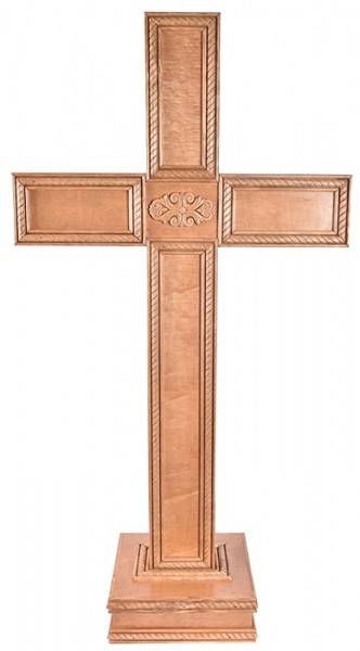 Large 4'4&quot; Tall Decorative Birch Wooden Floor Cross - Brown, 1 Cross