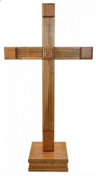 Large 4 Foot 4 Inch Contemporary Standing Floor Cross - Brown, 1 Cross