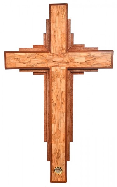Large 4 Foot Contemporary Olive Wood Wall Cross - Brown, 1 Cross