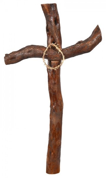 Large 4 Foot Natural Olive Wood Wall Cross Crown of Thorns - Brown, 1 Cross