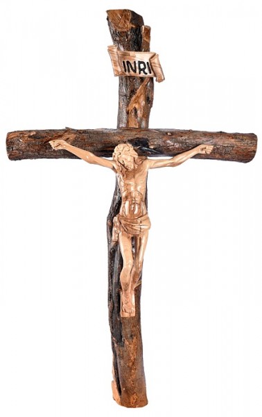 Large 4 Foot Old Rugged Olive Wood Wall Crucifix - Brown, 1 Crucifix