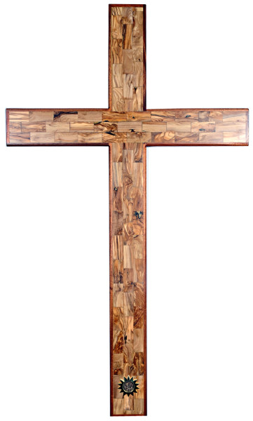 Large 4 Foot Olive Wood Wall Cross - Brown, 1 Cross