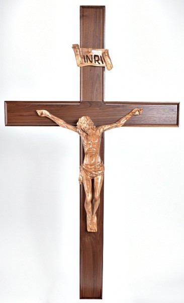 Large 4 Foot Walnut and Olive Wood Wall Crucifix - Brown, 1 Crucifix