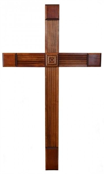 Large 4 Foot Wooden Contemporary Wall Hanging Cross - Reddish Brown, 1 Cross