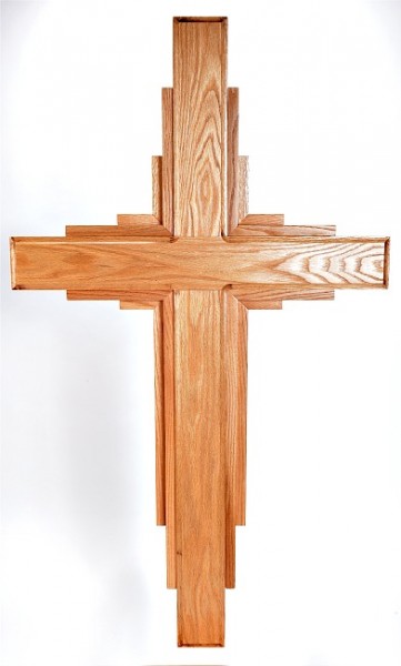 Large 5 Foot Contemporary Red Oak Wall Cross - Brown, 1 Cross