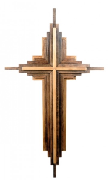 Large 5 Foot Contemporary Wall Cross with Backlights - Brown, 1 Cross