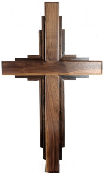 Large 6'4&quot; Standing Contemporary Oak Cross - Brown, 1 Cross