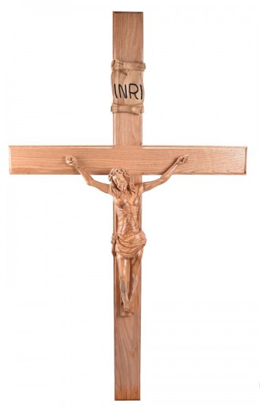 Large 6 Foot Oak and Olive Wood Wall Crucifix - Brown, 1 Crucifix