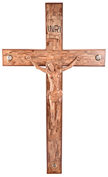 Large 6 Foot Olive Wood Carved Wall Crucifix with Relics - 2 Crucifixes @ $3,100 Each