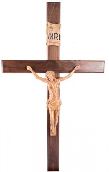 Large 6 Foot Walnut and Olive Wood Wall Crucifix - Brown, 1 Crucifix