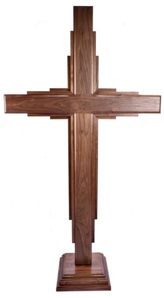Large 8'4&quot; Standing Contemporary Walnut Cross - Brown, 1 Cross
