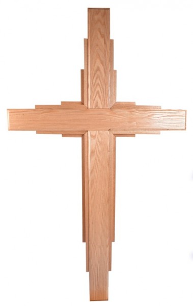 Large 8 Foot Contemporary Red Oak Wall Cross - Brown, 1 Cross