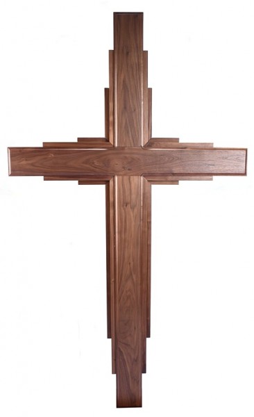 Large 8 Foot Contemporary Walnut Wall Cross - Brown, 1 Cross