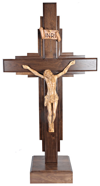 Large Contemporary Standing Crucifix 4 Feet 4 Inches - Brown, 1 Crucifix