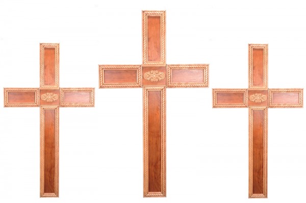 Large Decorative 3 Wall Cross Display - Brown - Large