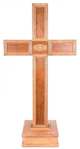 Large Decorative Standing Floor Cross 4' 4 &quot; Tall - Brown - Large