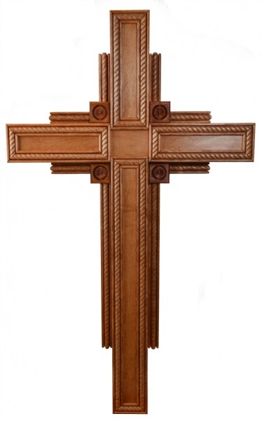 Large Four Foot 4 Gospels Contemporary Wall Cross - Reddish Brown, 1 Cross
