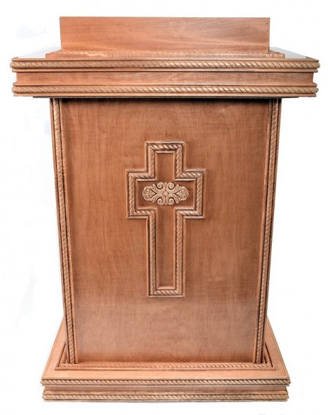 Large Handcrafted Pulpit - Brown, Front View