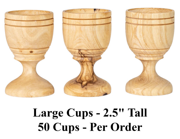 Large Olive Wood Communion Cups Small Quantities - 50 @ $2.70 Each (Sale $2.30)