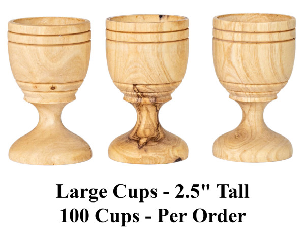 Large Olive Wood Communion Cups Small Quantities - 100 @ $2.40 Each (Sale $1.99)
