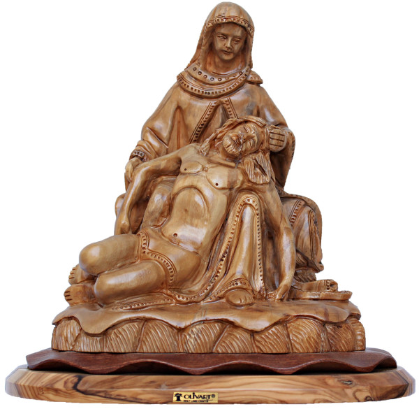 Large Olive Wood Pieta Statue 10 Inches Tall - Brown, 1 Statue