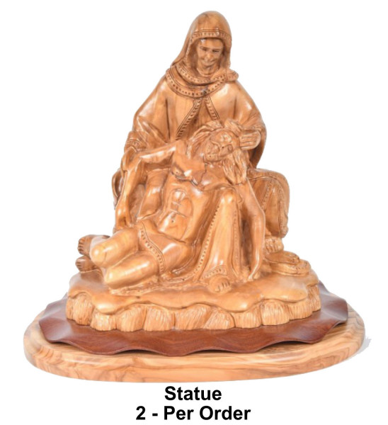 Large Olive Wood Pieta Statue 10 Inches Tall - 2 Statues @ $359.00 Each