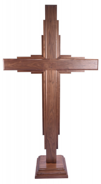 Large Standing 6'4&quot; Contemporary Walnut Cross - Brown, 1 Cross