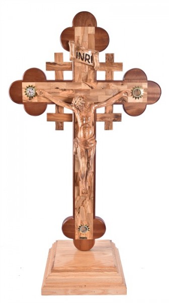 Large Standing Hand Carved Roman Crucifix Four Feet Tall - Brown, 1 Crucifix