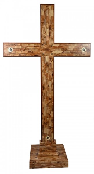 Large Standing Olive Wood Cross 6 Feet 4&quot; - Brown, 1 Cross