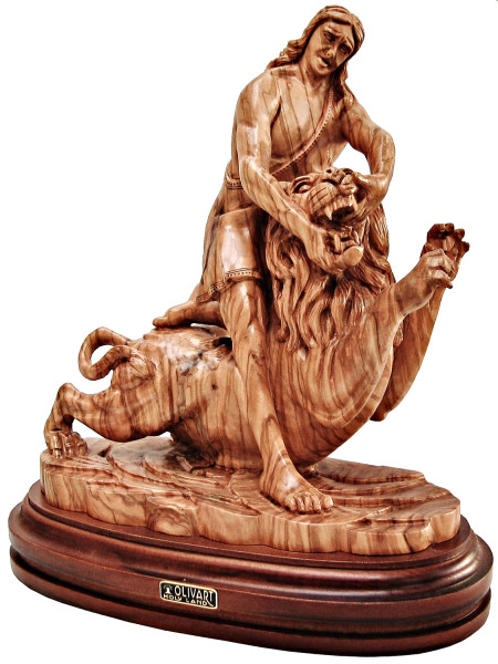 Large Statue of Samson and the Lion 14 Inches Tall - Brown, 1 Statue