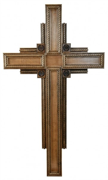 Birch Wood Large 4 Gospels Wooden Wall Cross 4 Foot - Brown, 1 Cross
