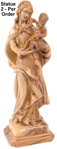 Madonna and Child Olive Wood Statue 10 Inches - 2 Statues @ $145.00 Each