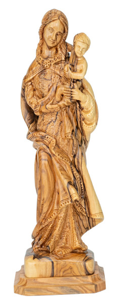 Madonna and Child Olive Wood Statue 10 Inches - Brown, 1 Statue