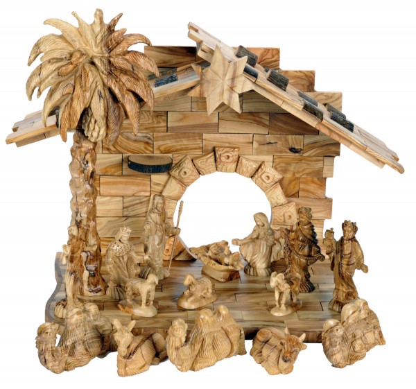 17 Piece Masterpiece Olive Wood Nativity Set - Brown, 1 Nativity