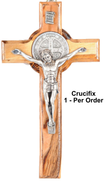 Medal of St. Benedict Catholic Crucifix 4.5 Inch - Brown, 1 Crucifix