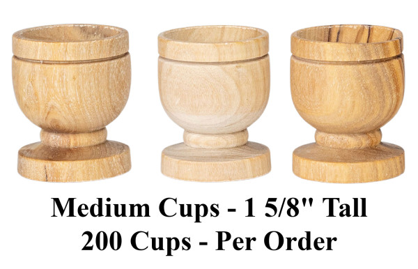 Medium Olive Wood Communion Cups (20 @ $1.40 Per Cup with larger bulk discounts) - 200 Cups @ $1.20 Each