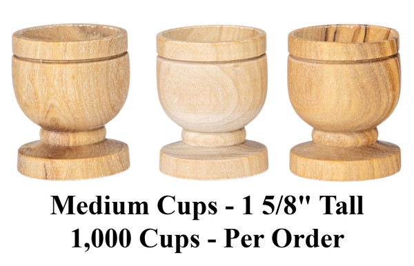 Medium Olive Wood Communion Cups (20 @ $1.40 Per Cup with larger bulk discounts) - 1000 Cups @ $1.15 Each
