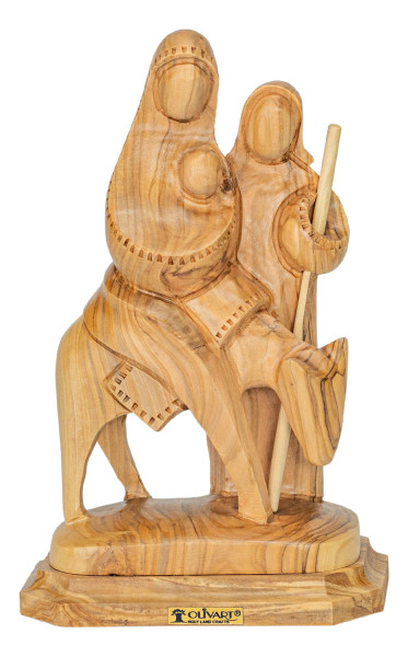Modern Art Contemporary Olivewood Holy Family 8 Inch Statue - Brown, 1 Statue