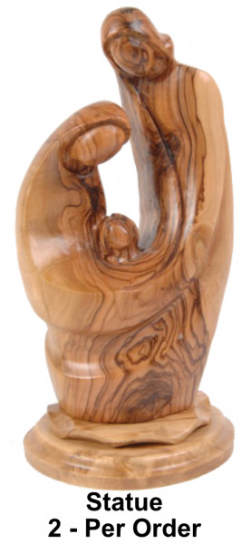 Modern Holy Family Statue in Olive Wood 9.5 Inch - 2 Statues @ $145.00 Each