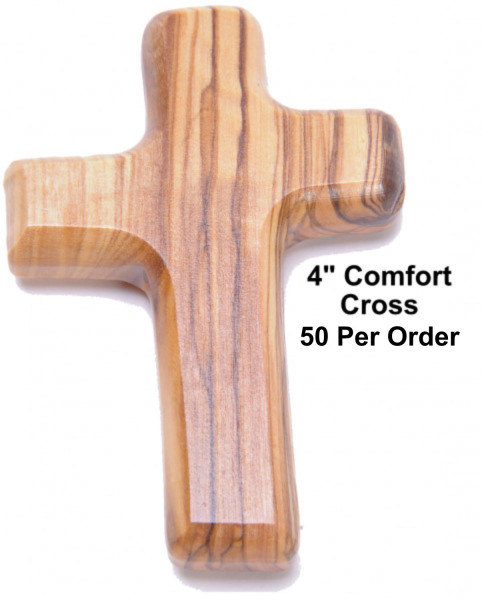 Olive Wood Comfort Cross | Best Seller - 50 Hand Crosses @ $6.25 Each