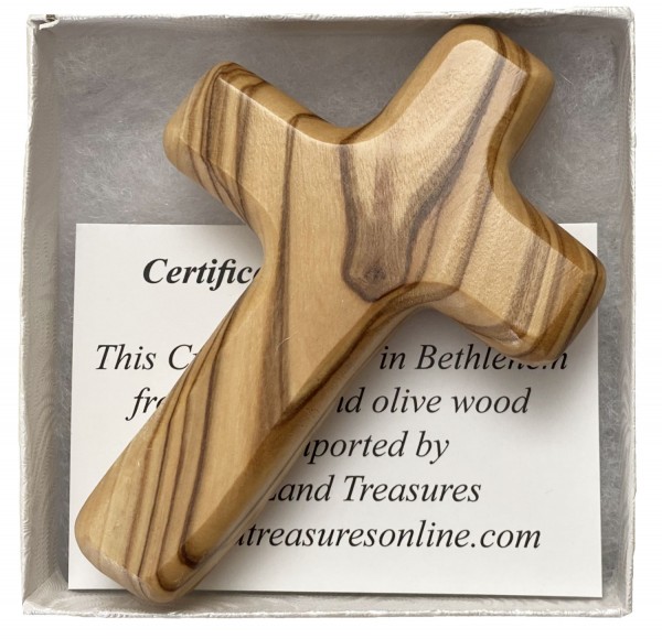 Olive Wood Comfort Cross w. Gift Box - Brown, 1 Cross