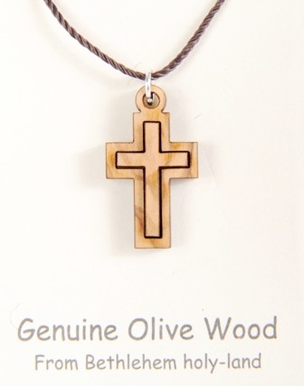 Wholesale Olive Wood Cross Necklaces 1 Inch - 10,000 @ $1.59 Each