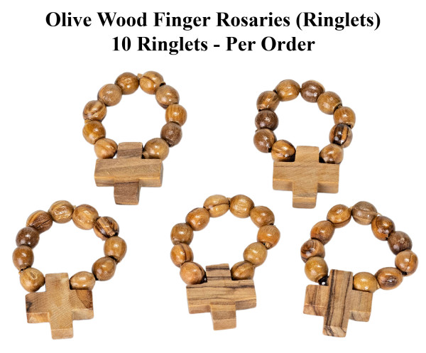 Olive Wood Finger Rosaries Bulk Quantities - 10 Finger Rosaries @$1.75 Each