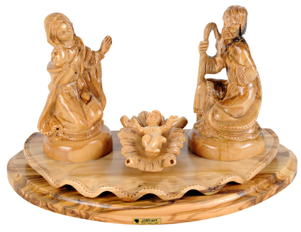 Olive Wood Holy Family Nativity Statue 7.5 Inch - Brown, 1 Statue