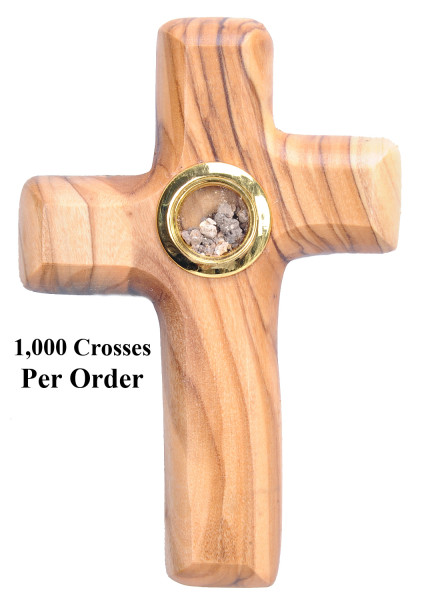 Olive Wood Palm Crosses with Holy Land Soil Wholesale - 1,000 Crosses @ $5.90 Each